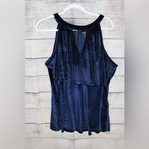 NWT Torrid dark blue Velvet peplum